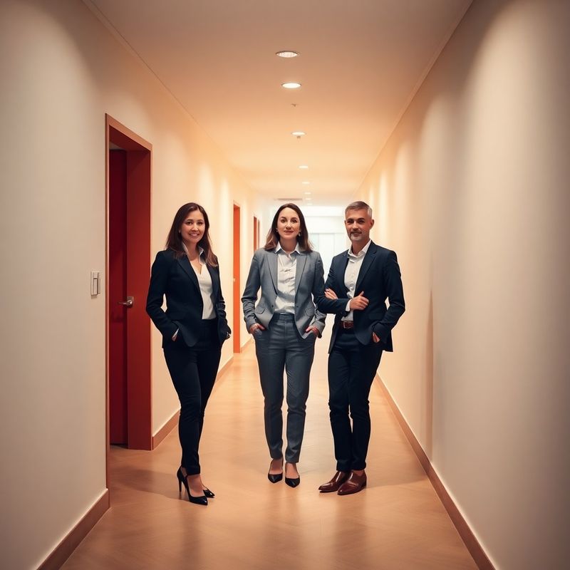 Echipa InsightLandscape într-un coridor luminos al biroului din Constanța